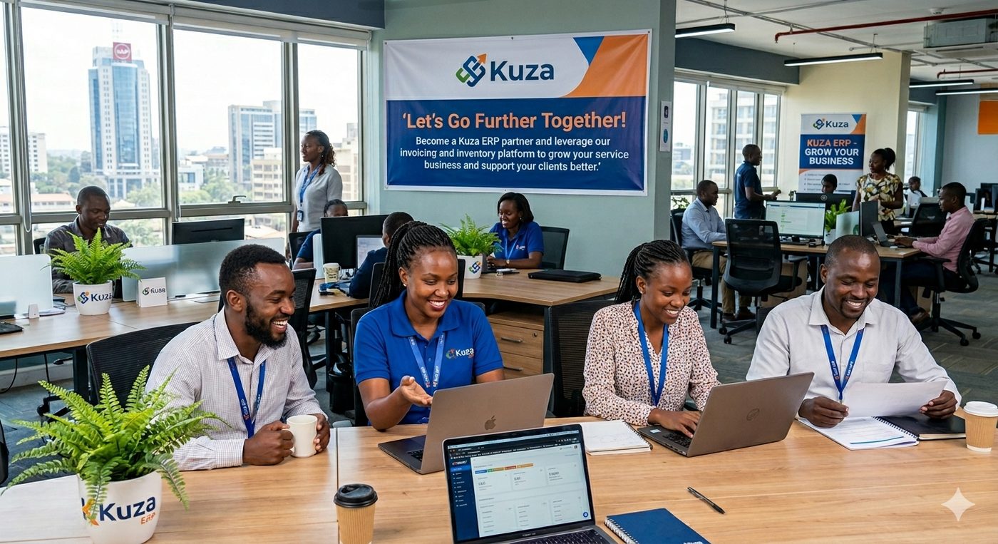 Kuza ERP team collaborating in the office