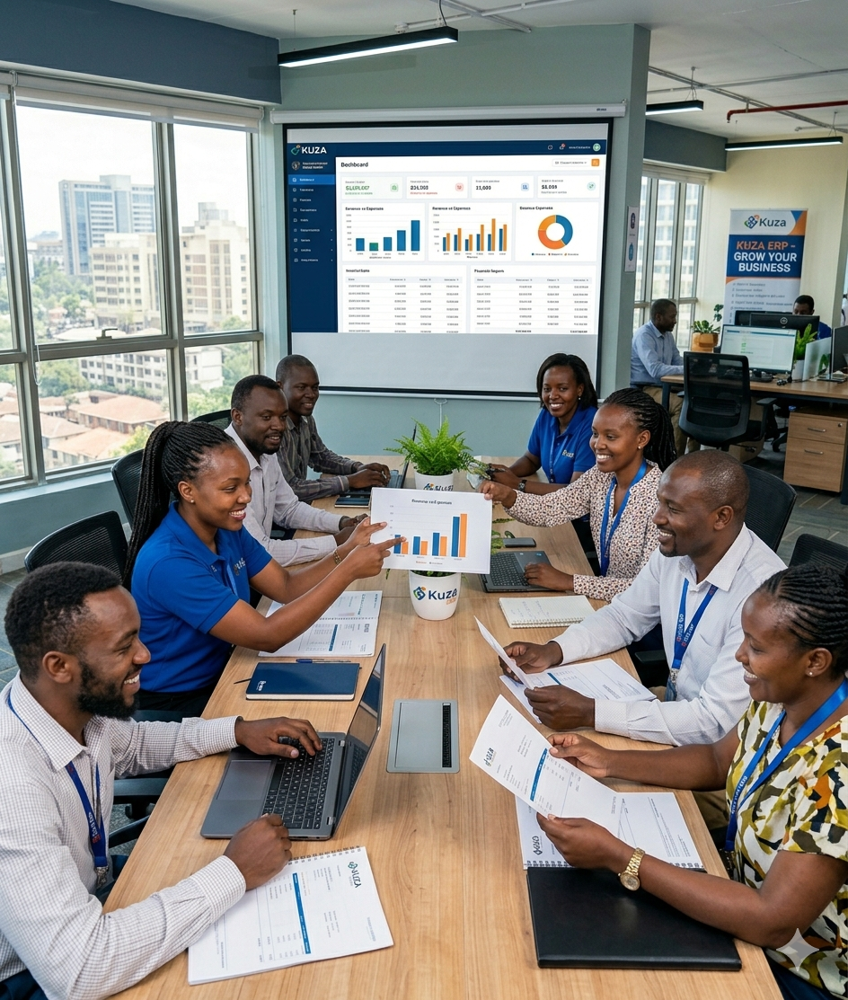 Kuza ERP dashboard and features